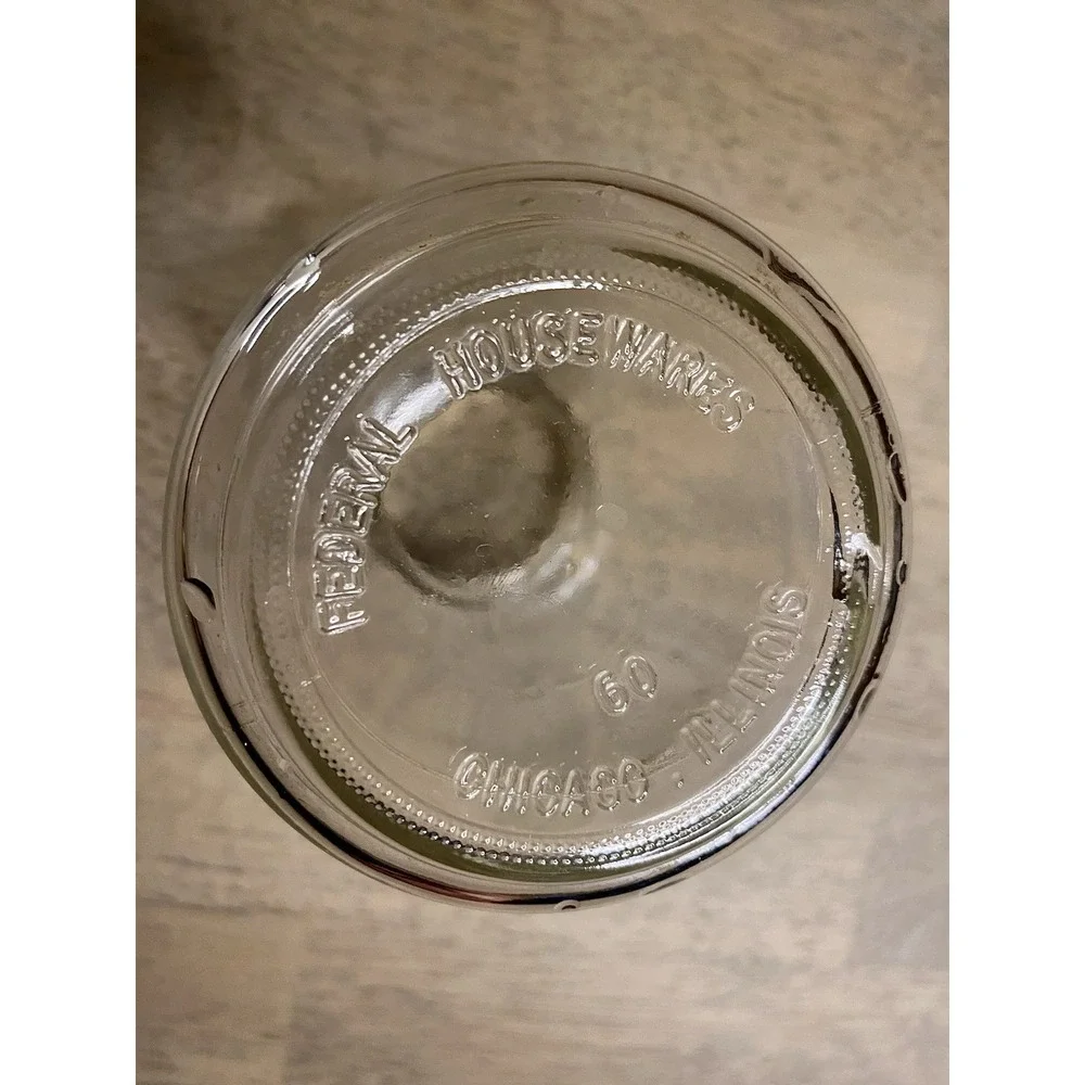 Sugar Dispenser Federal Housewares Clear Glass Measurements On Side Of Glass VTG